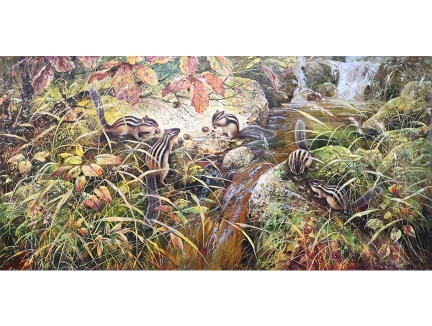 朴贤哲（一级画家）《其乐融融》 120X60 2019年