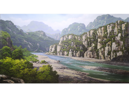 ​李海千（一级画家）《依山傍水》170x93  2020年