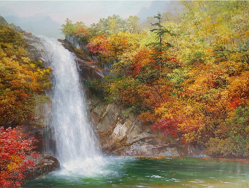朝鲜风景油画