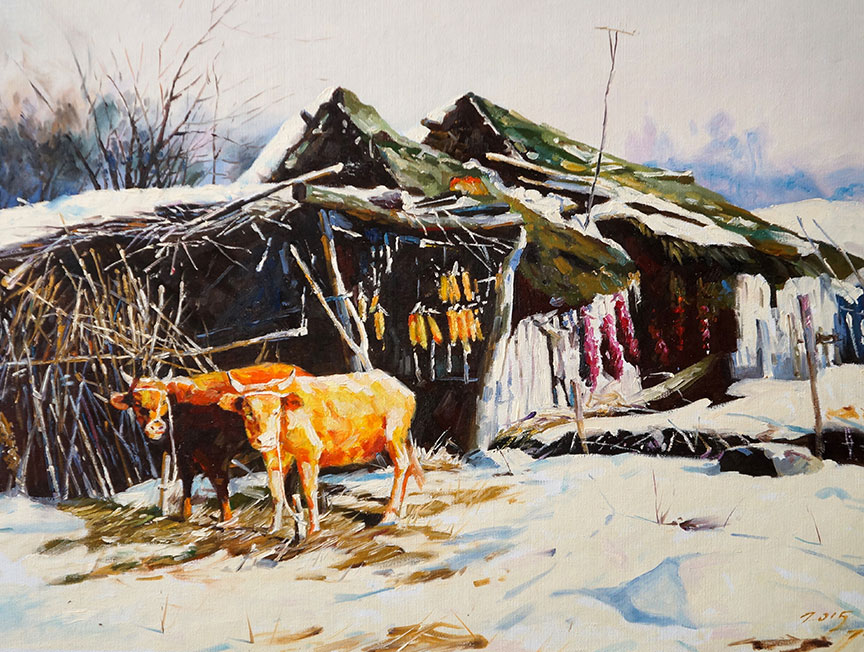 金哲《冬日小院》