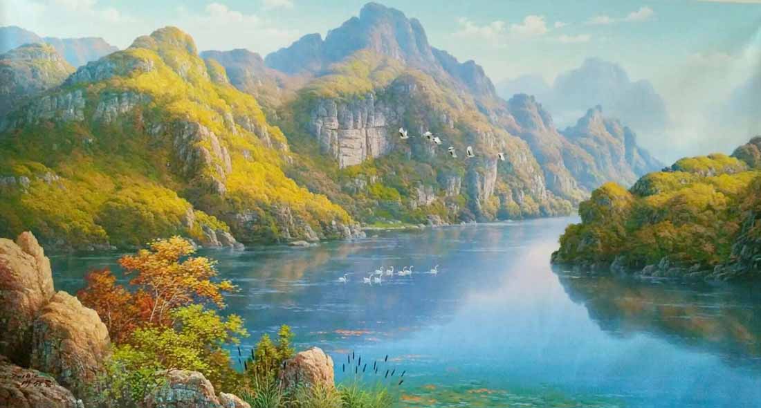 朝鲜风景油画