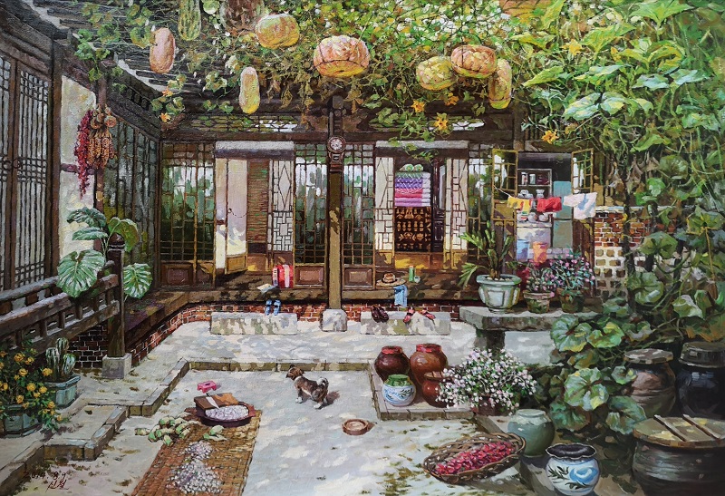 金申哲（功勋艺术家）安居乐俗130X90 2014年朝鲜美展参展作品.jpg