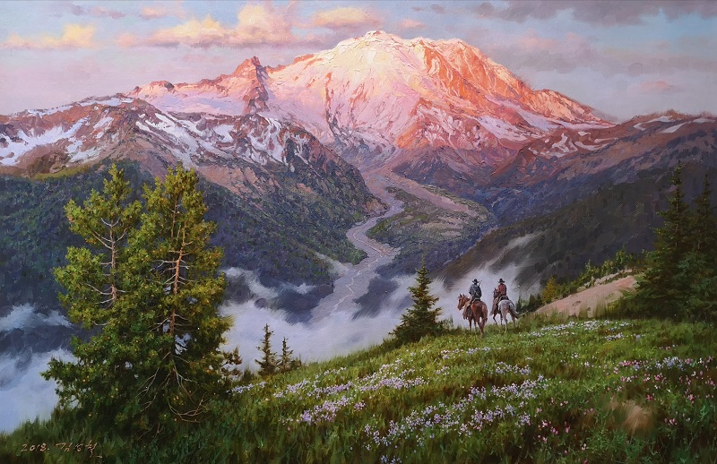 金成哲（一级画家）江湖饮马 91X60 2018.jpg