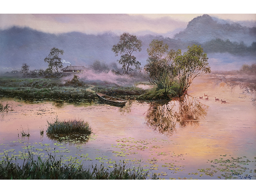 朝鲜风景油画